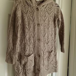 Girls long cardigan with hood